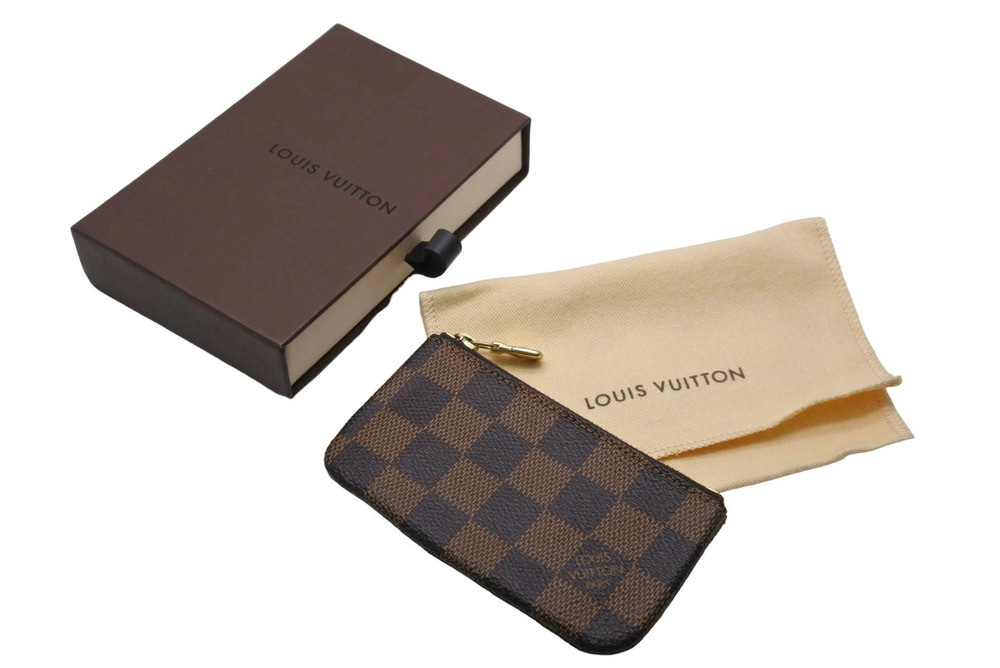 Louis Vuitton Pochette Key coin case Wallet Damier Canvas Brown Gold